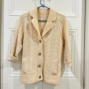 Vintage Off-White Knit Sweater with Front Pockets